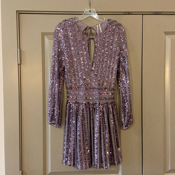 Anthropologie NEW Women's Size 2 Lilac Purple Sequined Open-Back Mini Dress NWT - Picture 2 of 10